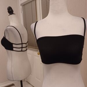 4/$40 Black Open Strappy Back Mini Tank Top/Bralette - Size XXS/XS